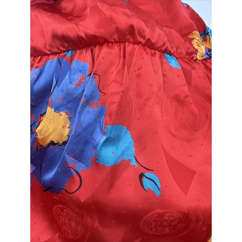 Kono Vintage Dress Womens 5/6 Red Blue Floral lined pockets shoulder pads - Picture 11 of 14